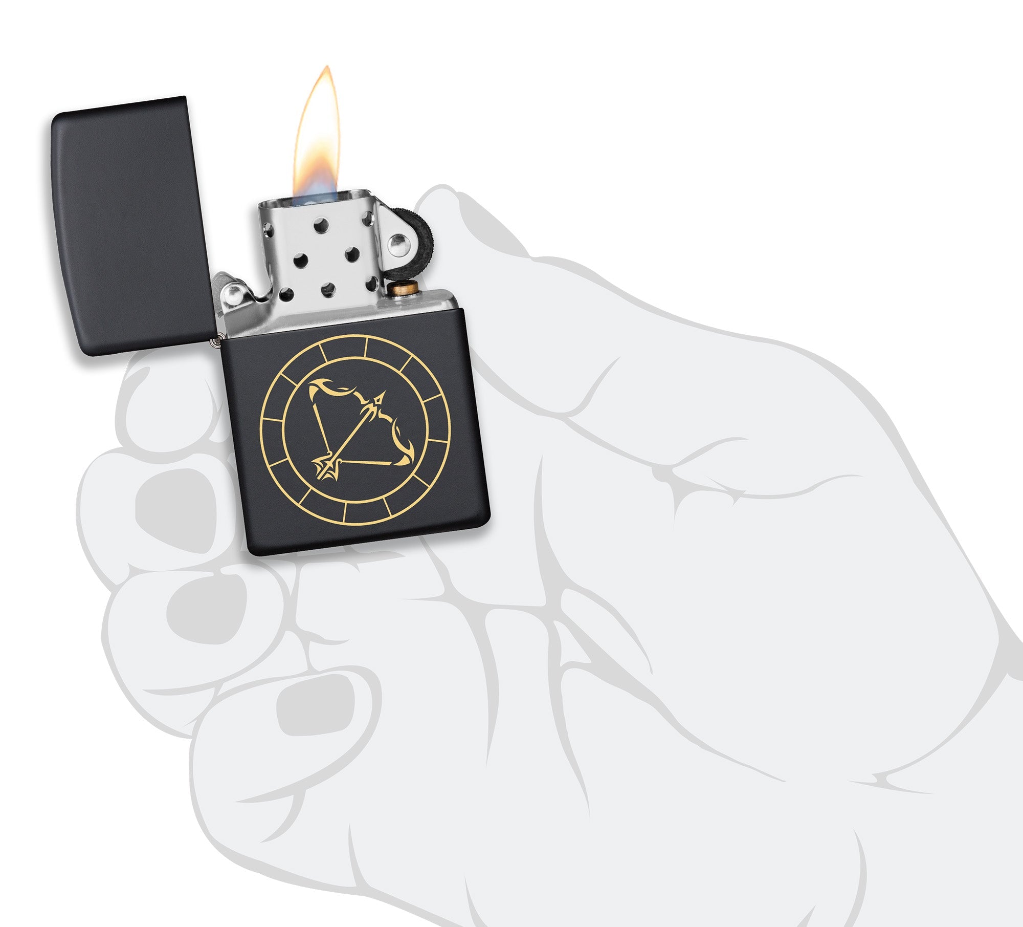 Zippo Sagittarius Zodiac Sign Black Matte Pocket Lighter Zippo